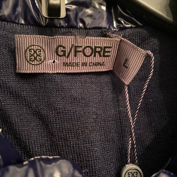 G/FORE Golf Quilted Polished Nylon Wool Lined Puffer Vest Navy Mens Retail $475 - Picture 10 of 12